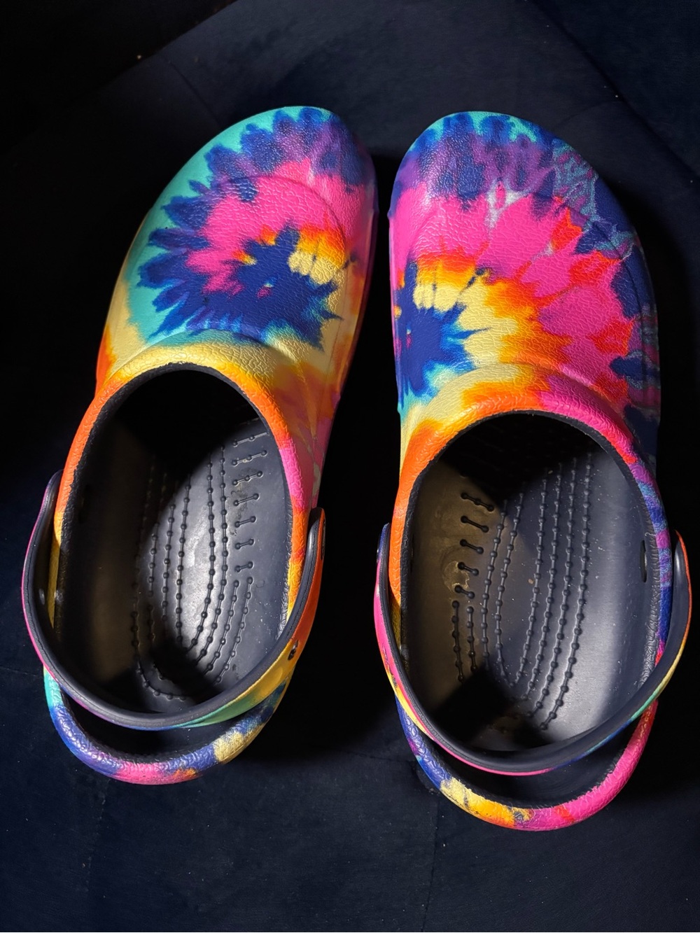 CROCS Tie-Dye Classic Clogs in Pink, Blue, Yellow